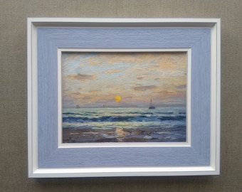 Coucher de soleil | Peinture de paysage sur toile, peinture à l’huile originale, peintures à l’huile vintage, peinture impressionniste, beaux-arts originaux, décoration murale