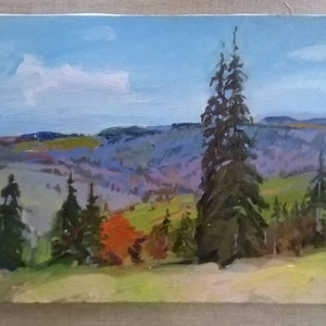 In the Carpathians/Original Oil Painting/Rural Landscape/Winter Landscape/Autumn Landscape/Golden Autumn/One of the Natural/Signed Art