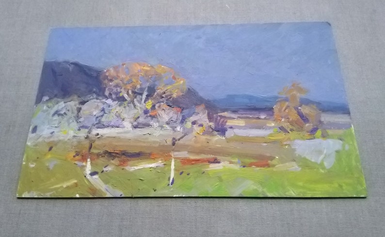 Etudes Landscape Painting on Cardboard, original oil painting, Vintage oil paintings,impressionist painting, original fine art zdjęcie 4