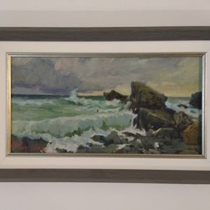 Sturm | Landschaft, Landschaftsmalerei auf Leinwand, original Ölgemälde, Vintage Ölgemälde, impressionistische Malerei, original bildende Kunst