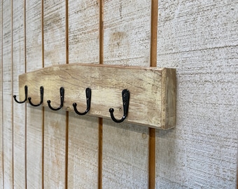 Reclaimed barnwood wall rack, key hook, entryway organizer, rustic farmhouse decor, rustic modern, key rack, leash rack