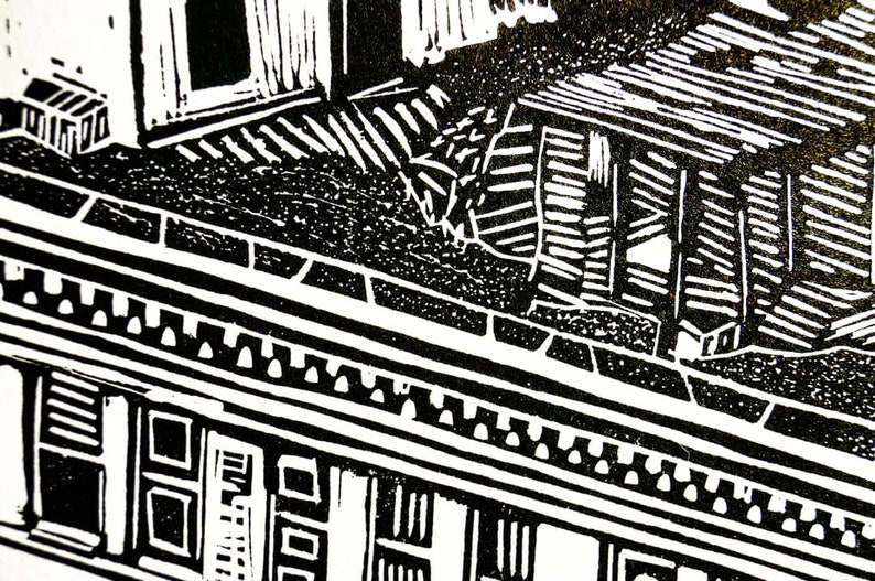 ONE WATERTOWER linocut hand-carved, hand-pulled relief print image 4
