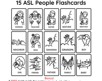 ASL People Flashcards: Family, Teacher, Friend Signs (Digital Download)