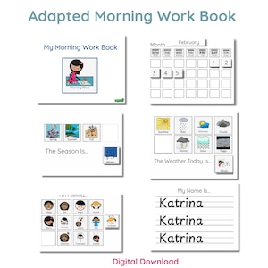 Adapted Morning Work Book for Autism Classrooms: Calendar, Seasons, Weather, Feelings, and Writing Practice for Mornings or Independent Work