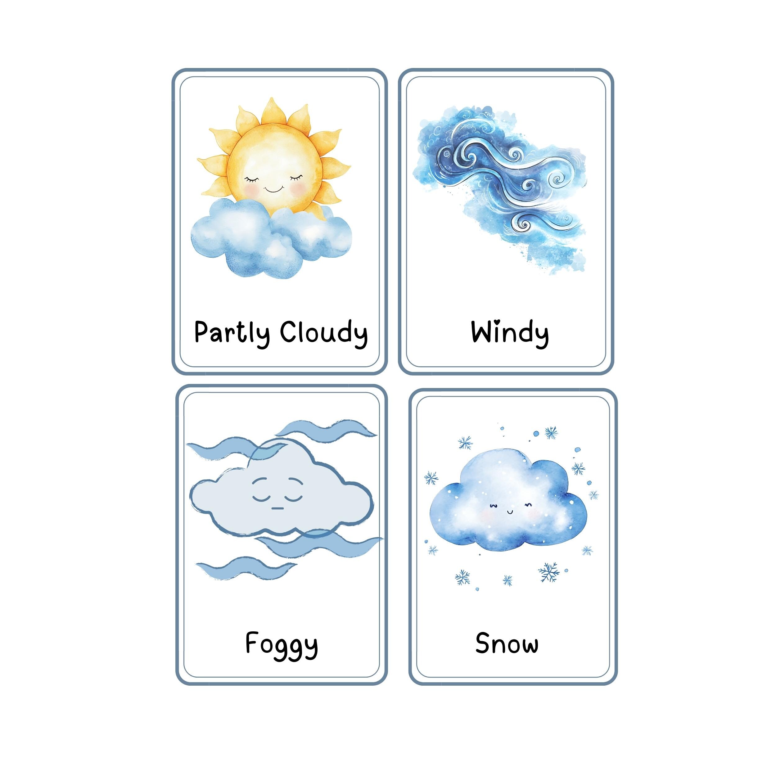 Weather Flashcards for Kids | Printable Science & Homeschool Learning ...