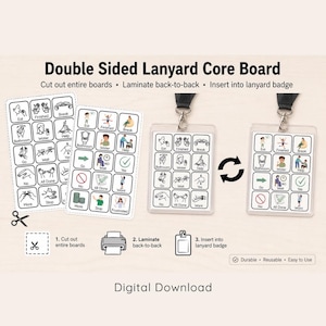AAC Lanyard Core Board, ASL and Symbols Communication Aid (Digital Download) image 3