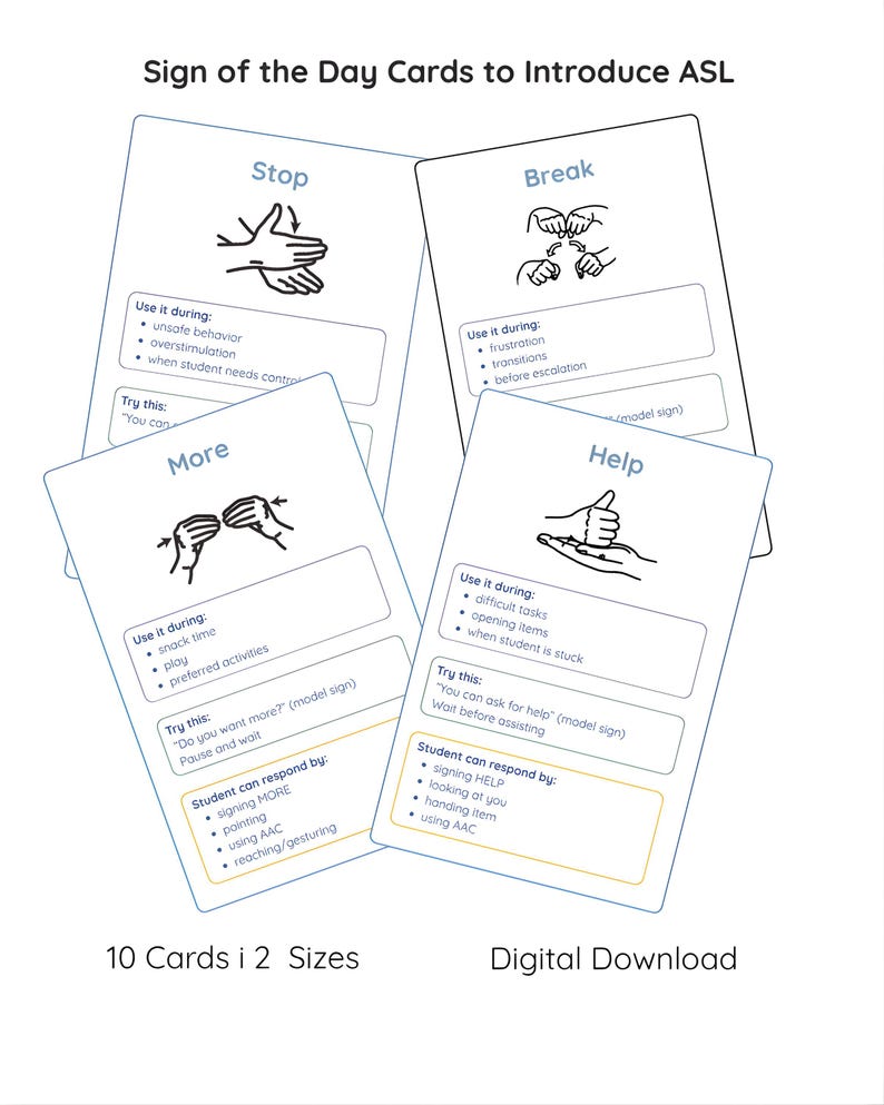 ASL Sign of the Day Cards | Daily Routine for Special Education ...