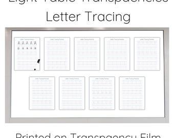 Letter Tracing Transparencies for Light Table, Overhead Projector Handwriting Practice for Preschool & Kindergarten | Fine Motor Skills