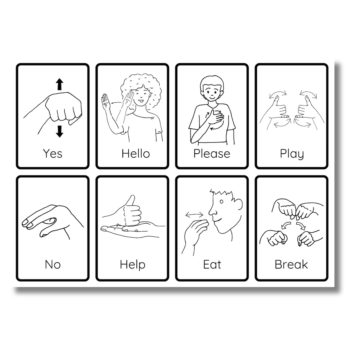 ASL Flashcards – 40 Common Sign Language Signs (digital Download) - Etsy