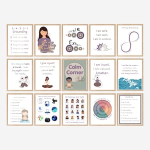 Calm Corner Posters, 15 Self-Regulation Posters for Home or Classroom, Perfect for Pre-K &Elementary Students, Feelings, Coping Strategies