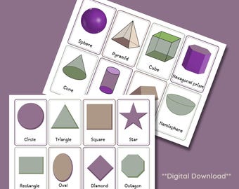 Shapes Flashcards – 3D and 2D Learning Resources (Digital Download)