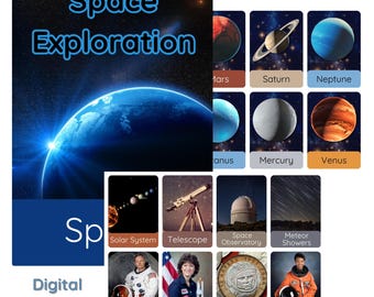 Space Exploration Flashcards: 48 Educational Cards for Kids (Digital Download)