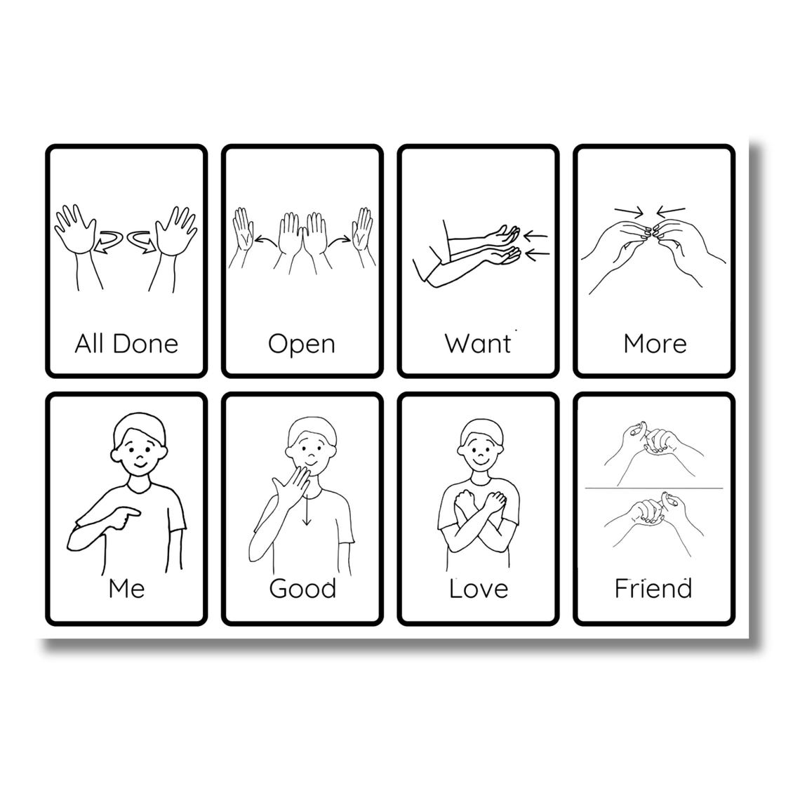 ASL Flashcards – 40 Common Sign Language Signs (digital Download) - Etsy