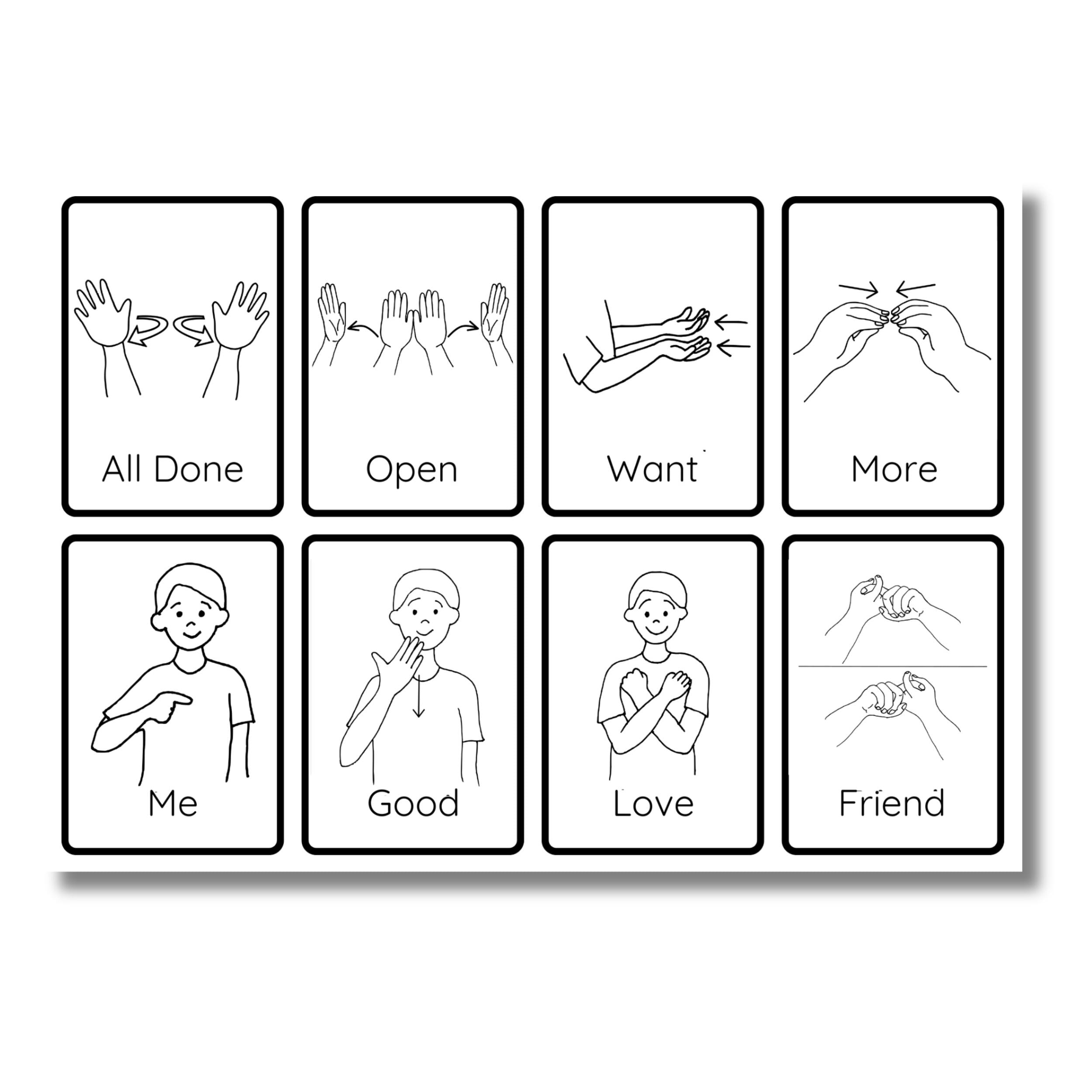 ASL Flashcards – 40 Common Sign Language Signs (digital Download) - Etsy