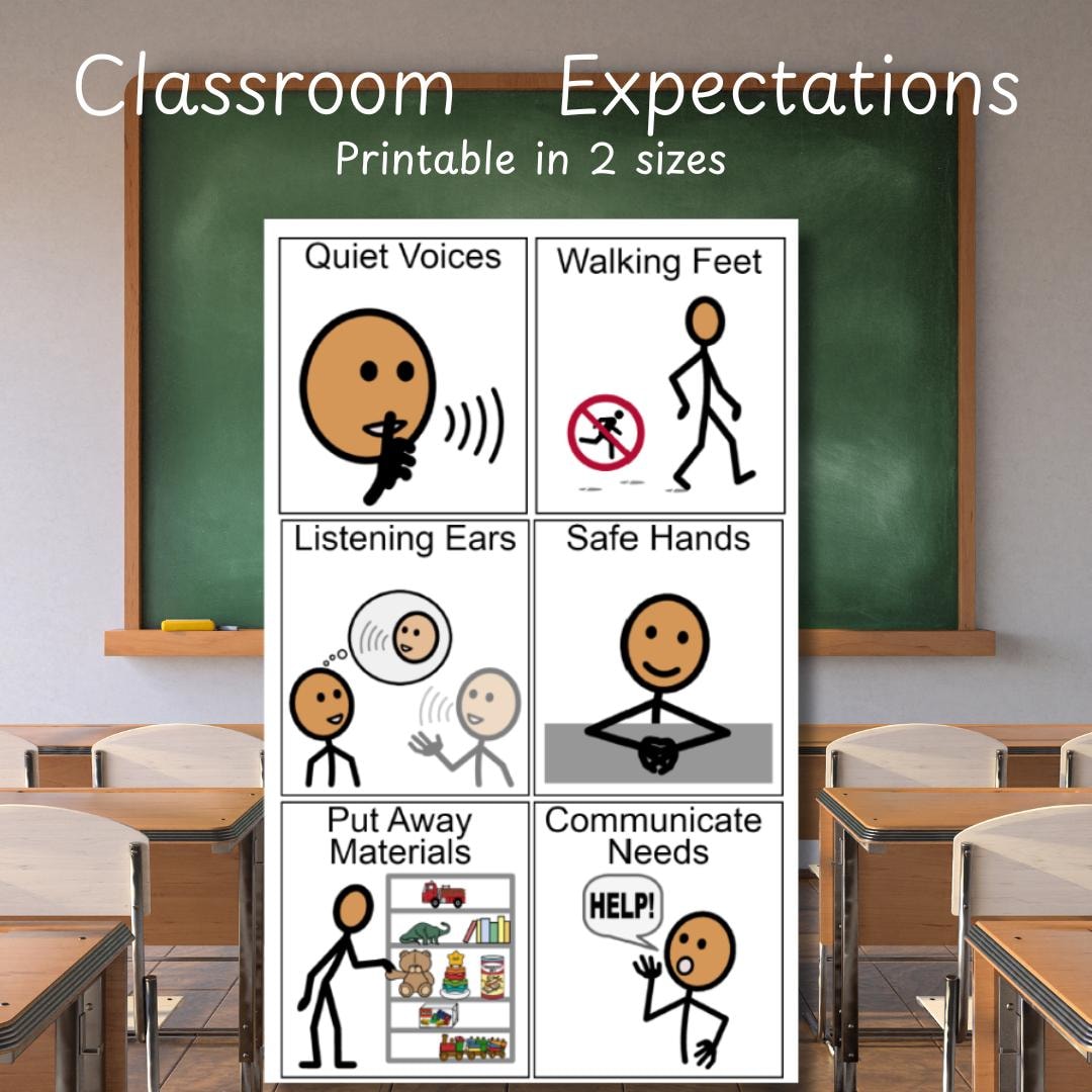 Classroom Expectations for Autism Classroom | Visual Behavior Supports ...