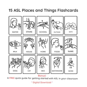 ASL-Gebärdensprach-Karteikarten: Alltagsorte, Dinge, Routinen (Digitaler Download)