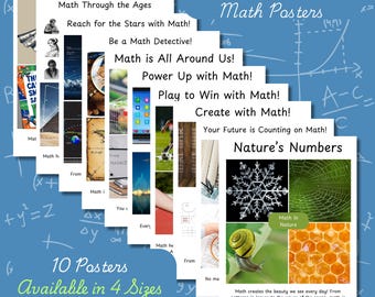 Motivational Math Posters, Digital Download, Classroom Decor, Nature Math Prints, Inspirational Educational Wall Art