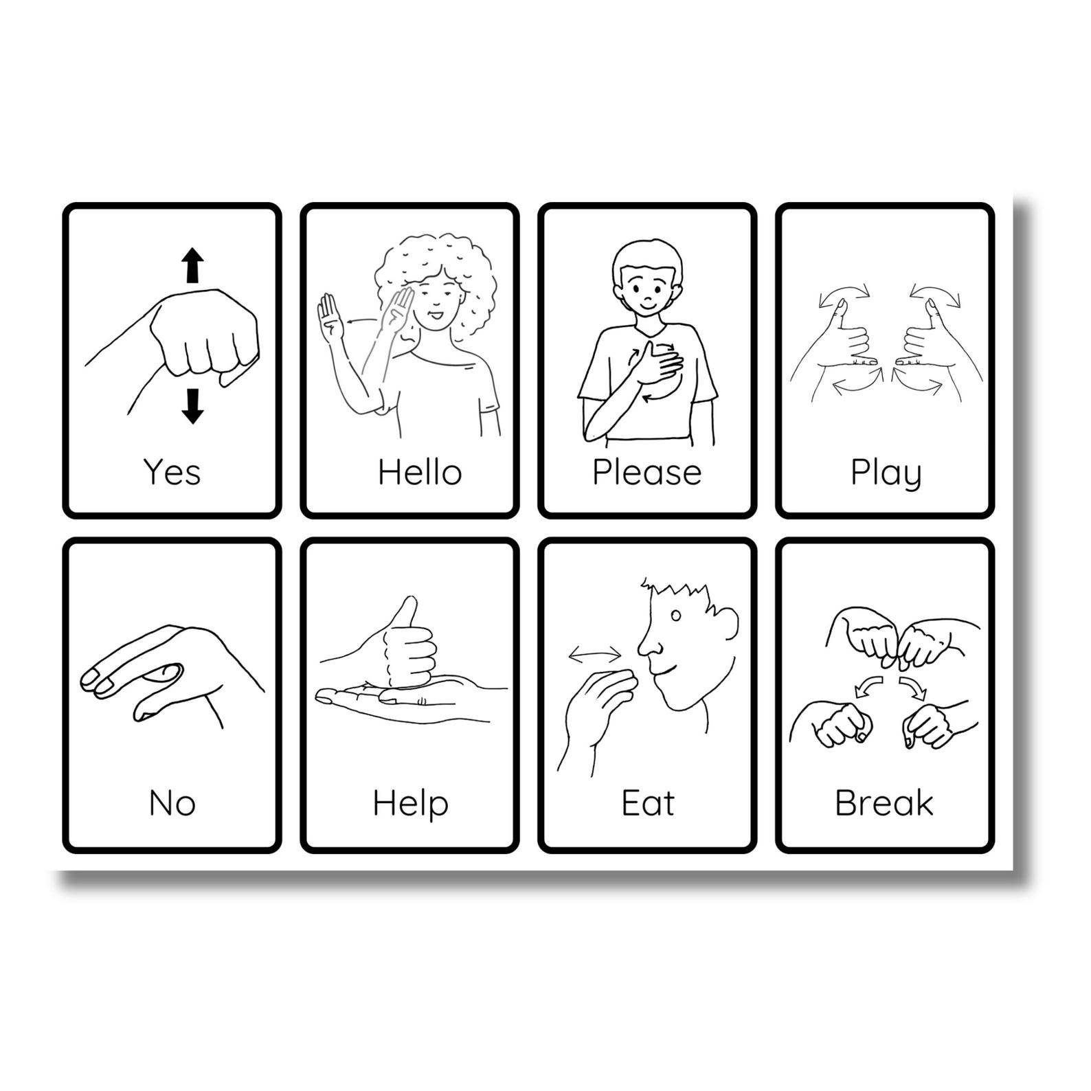 ASL Flashcards – 40 Common Sign Language Signs (digital Download) - Etsy