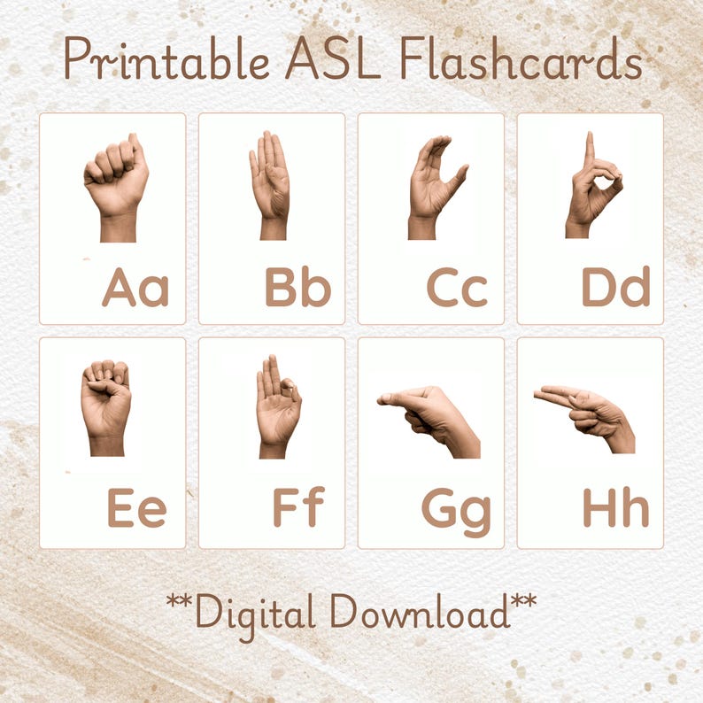 ASL Alphabet Flashcards for Kids | American Sign Language ...