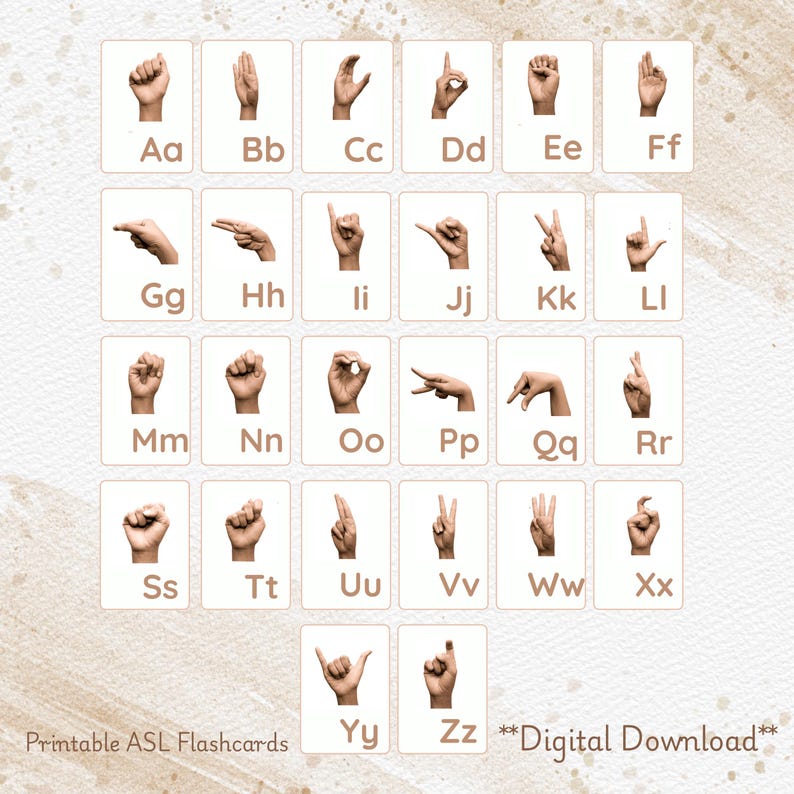 ASL Alphabet Flashcards for Kids | American Sign Language ...