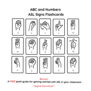 ASL Flashcards Alphabet Numbers Learning Tool Digital Download core communication tools support nonverbal & deaf hard of hearing students