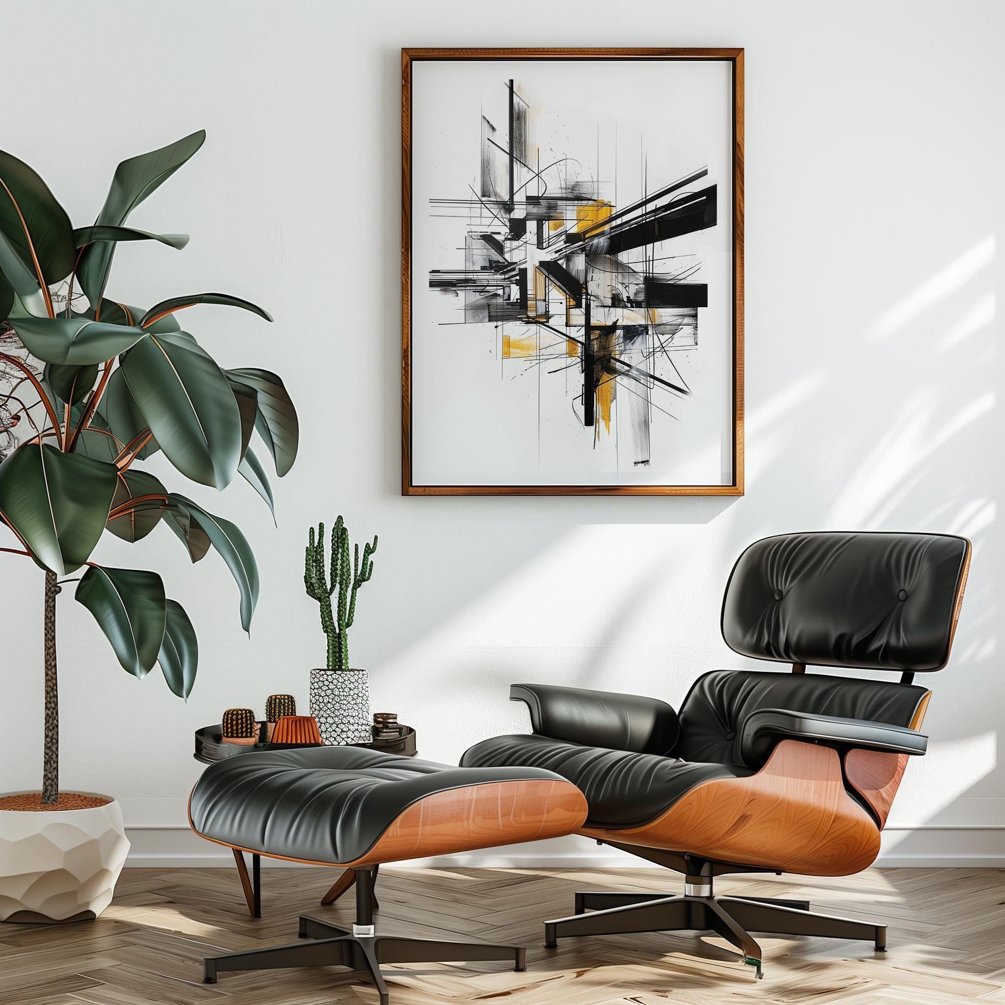 View of Geometric Wall Art, Modern Abstract Painting, Abstract Poster Print ...