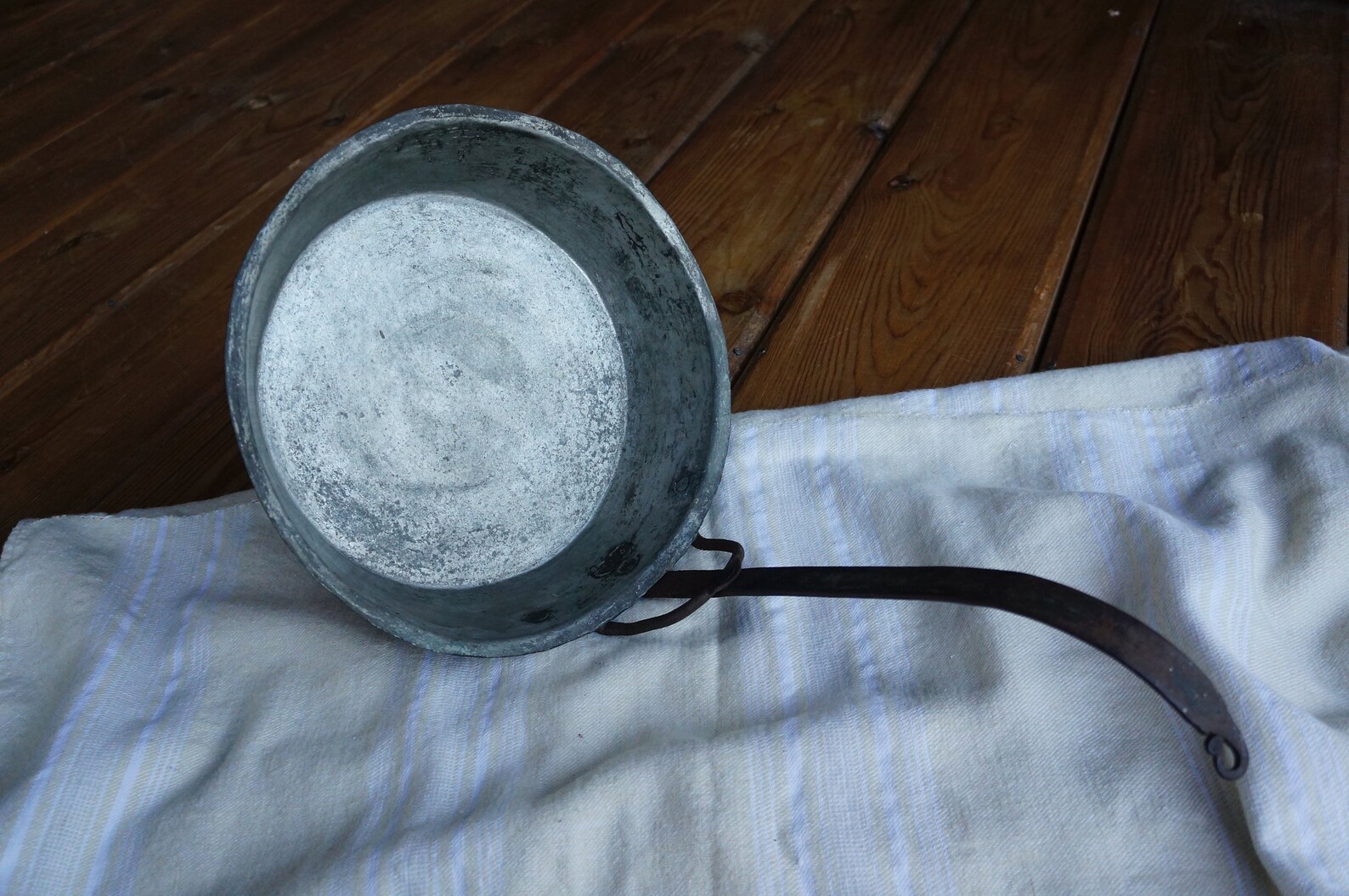 Gran sartén de cobre vintage olla antigua primitiva rústica | Etsy