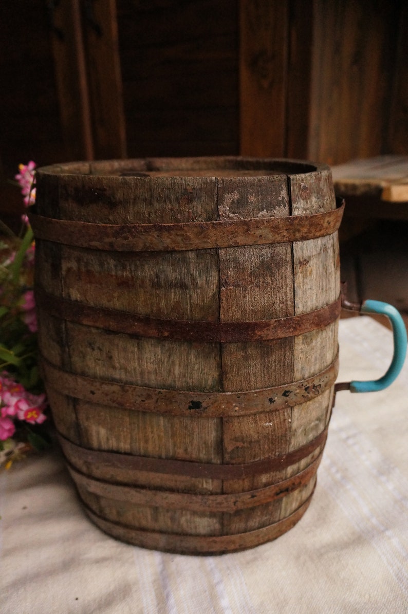 Antique Wooden Keg Small Vintage WIne Barrel Rustic Wine Etsy