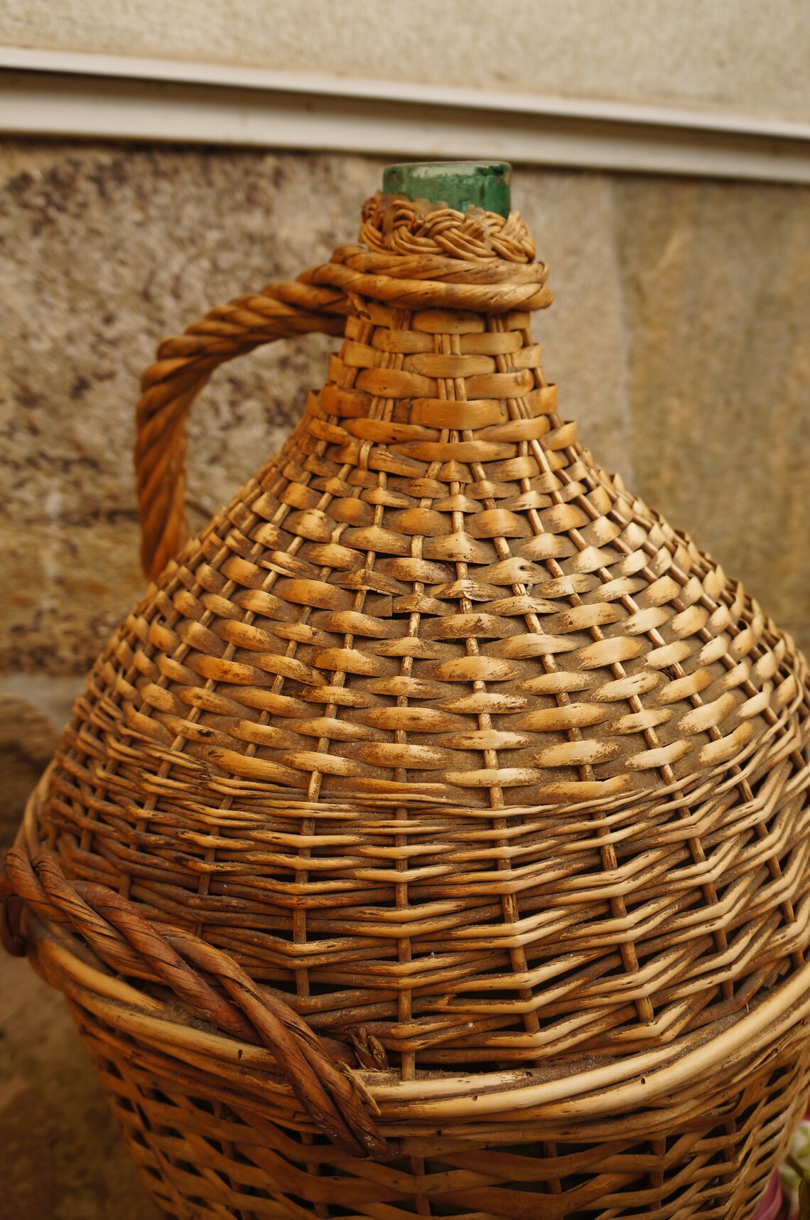Large Demijohn Bottle Wicker Wrapped Bottle Vintage Wicker Etsy