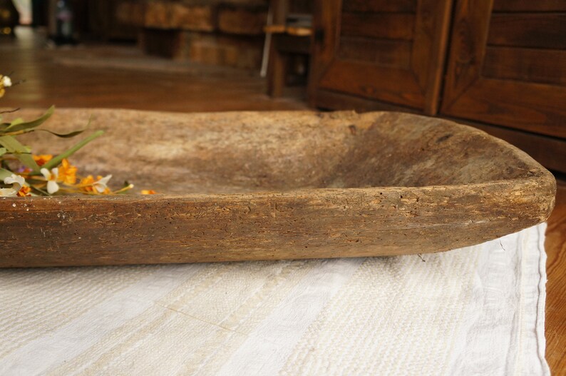 Vintage Dough Bowl Wooden Bread Bowl Bread Trough Rustic Etsy