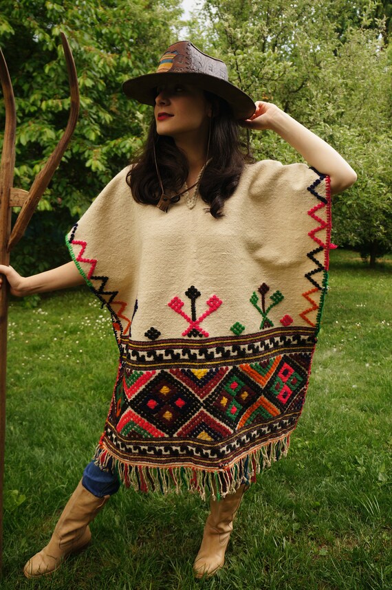 Vintage wool cloak Embroidered Bulgarian folklore