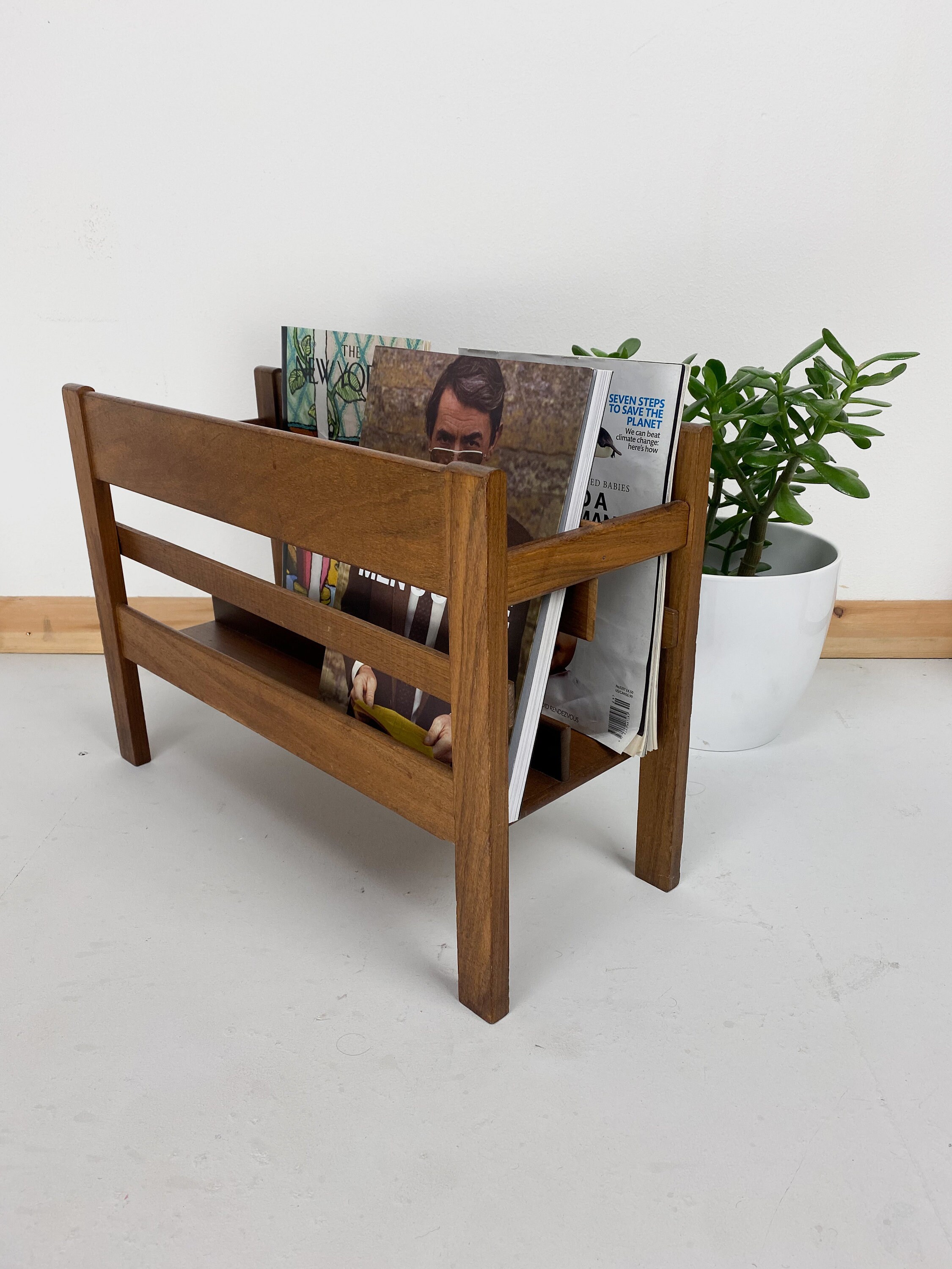 Mid Century Teak Magazine Rack Vintage Retro 1960s Etsy