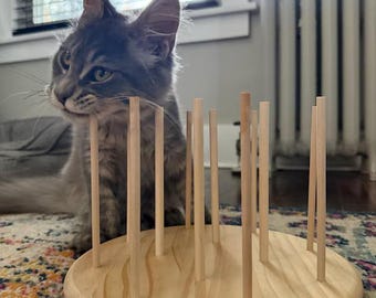 Cat Chew Toy * Bite Board with Natural Wood Chewing Sticks * Cat Activity Board