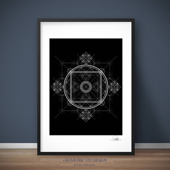 Circular Geometric Art Picture Poster Mathematics Geometry Framed Print