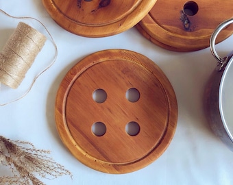 Button Trivet/Worktop Saver Made From Reclaimed Timber