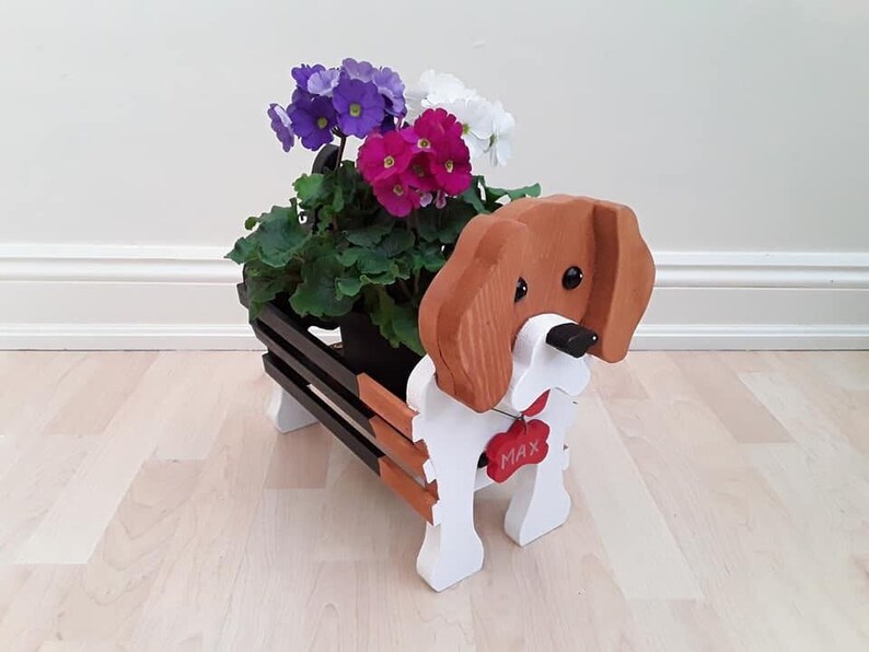 Wooden pet planter/pet toy holder.BEAGLE design .ornament Etsy