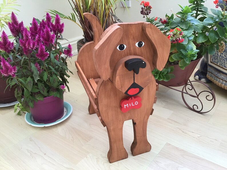 LABRADOR wooden pet planter ornament Etsy