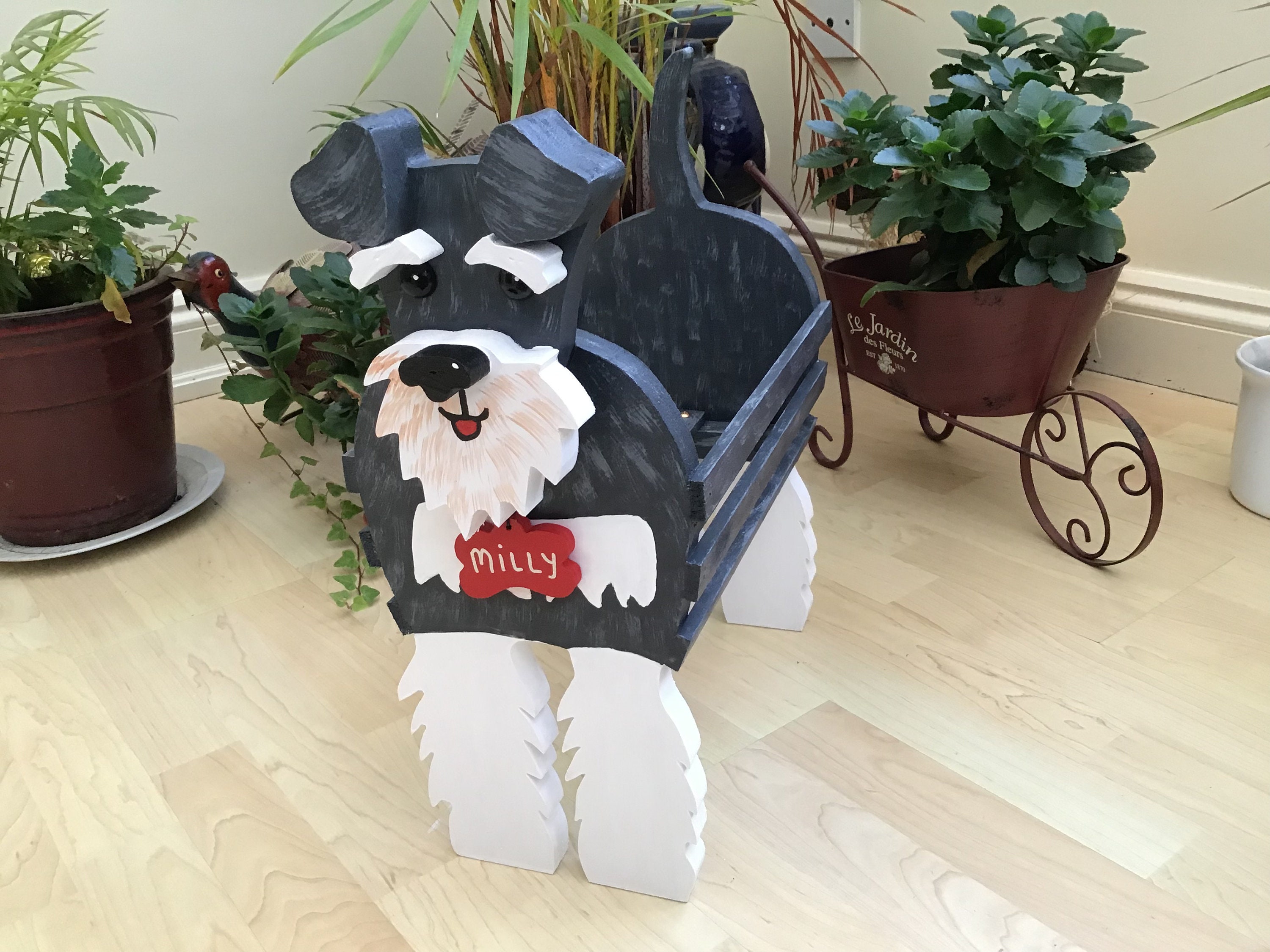 wooden-pet-planter-pet-toy-holder-schnauzer-design-ornament-etsy