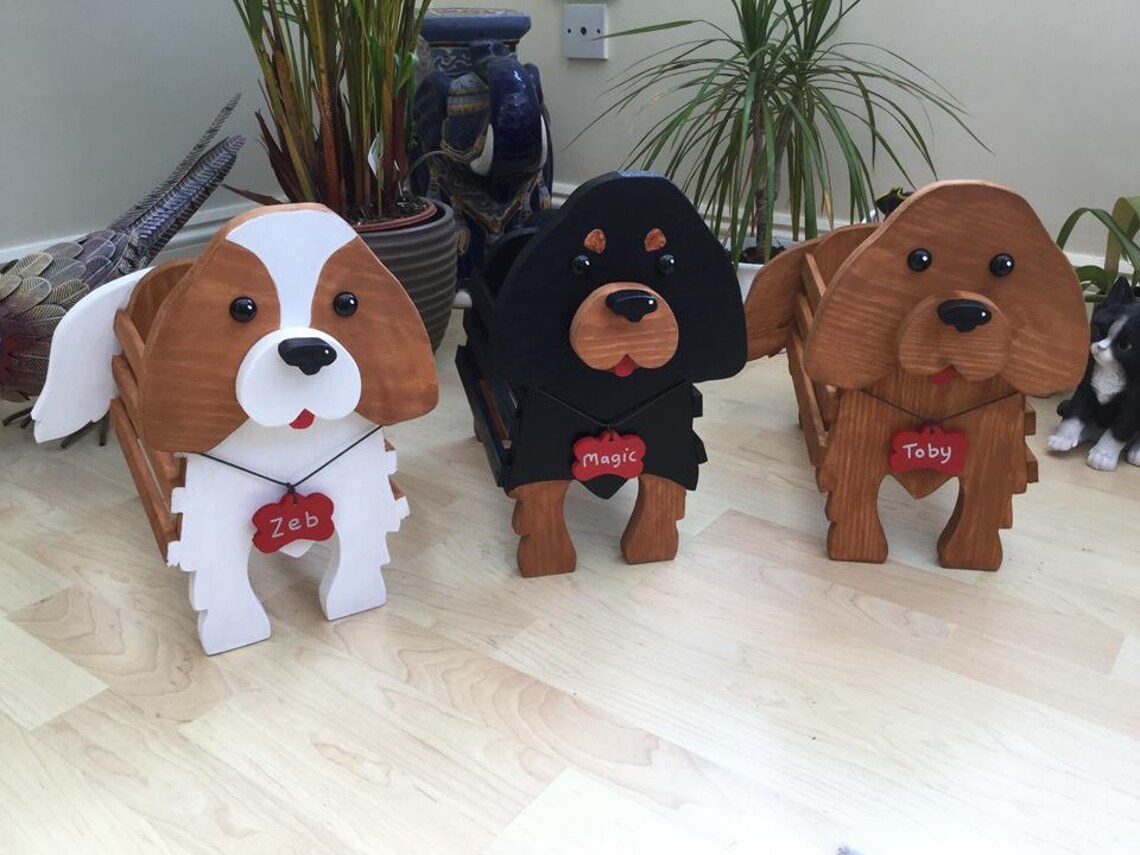 wooden-pet-planter-pet-toy-holder-cavalier-king-charles-design-etsy