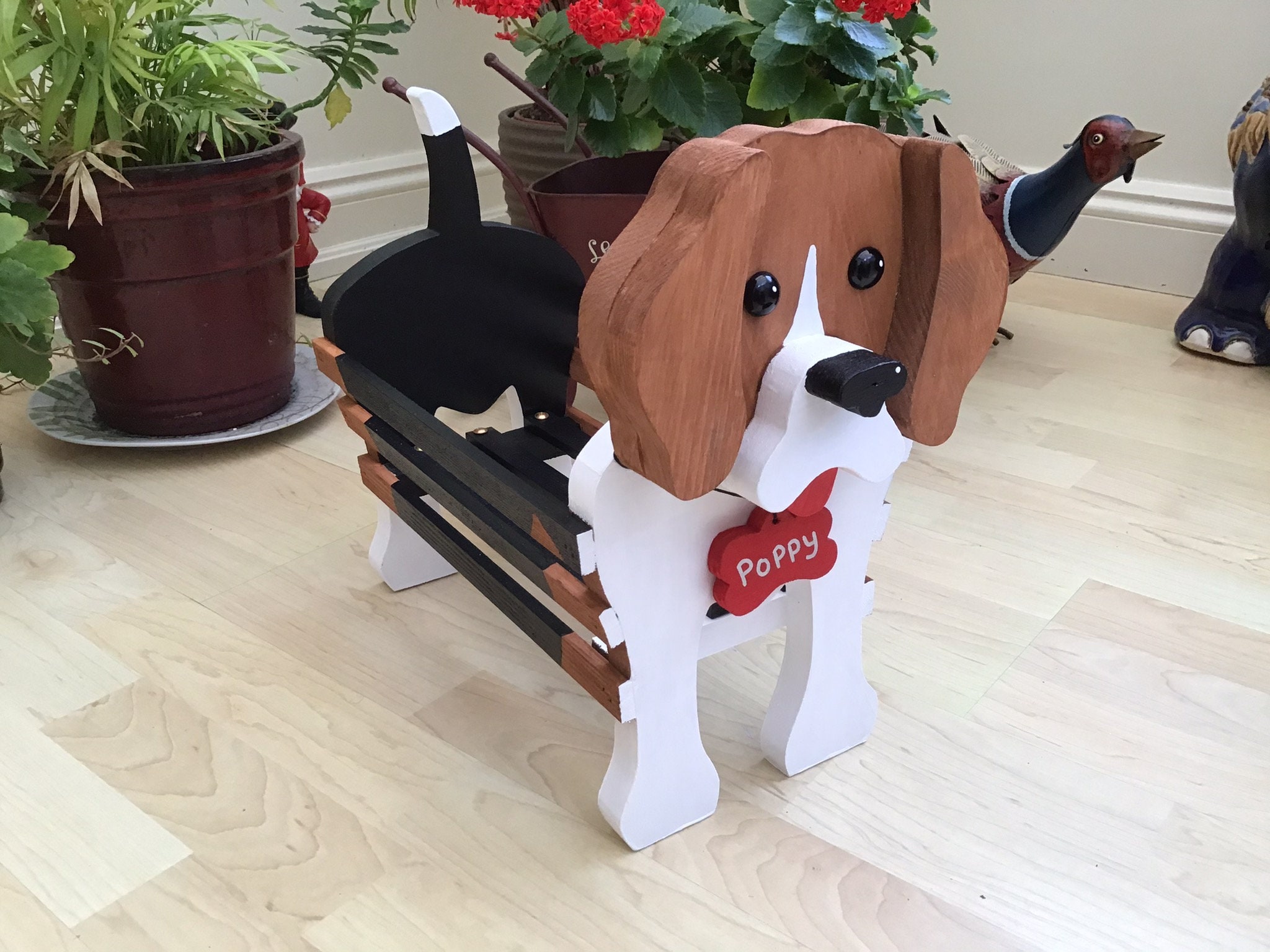 Wooden pet planter/pet toy holder.BEAGLE design .ornament Etsy