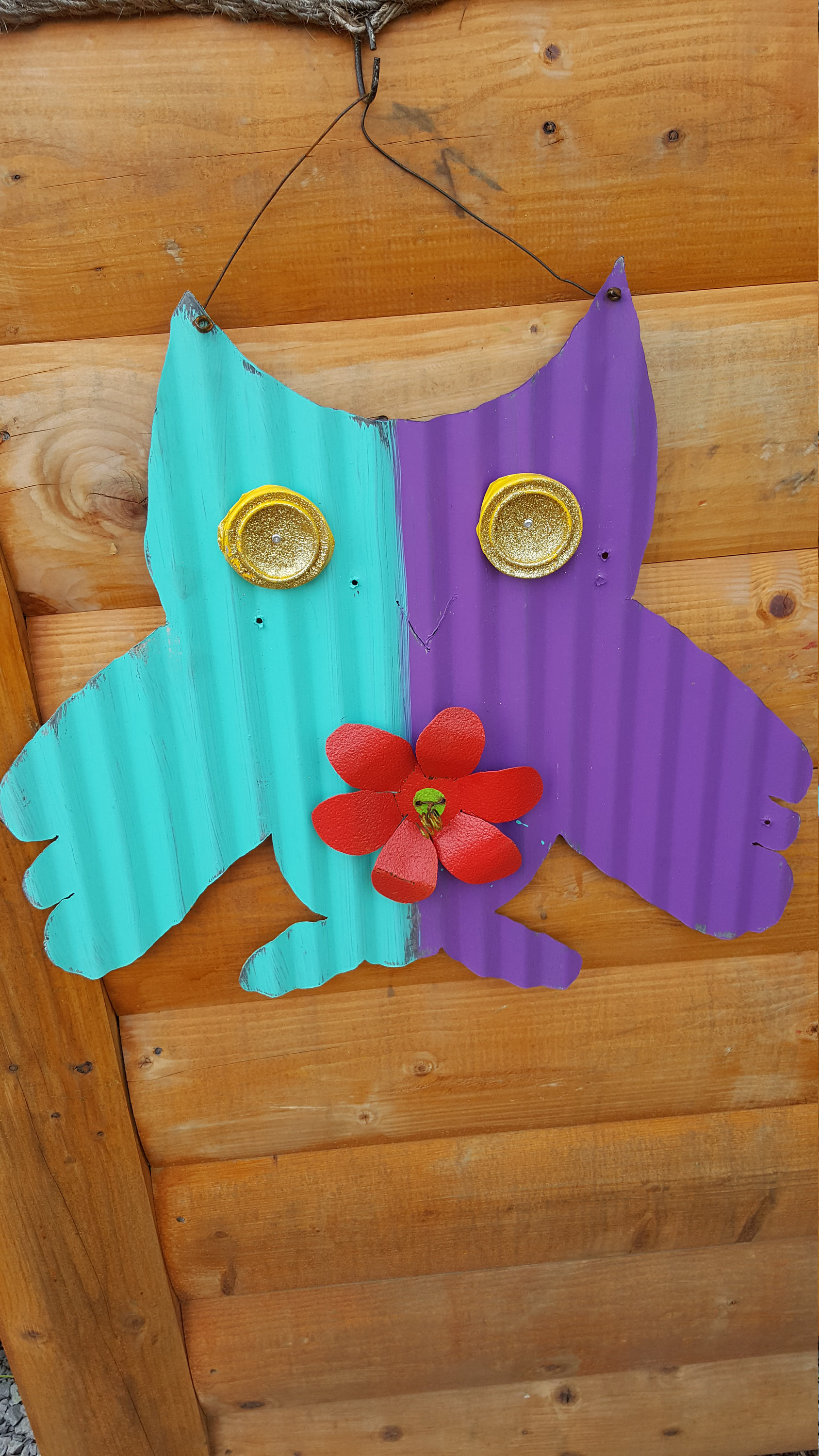 Búho hecho a mano recuperado estaño granero arte del patio | Etsy