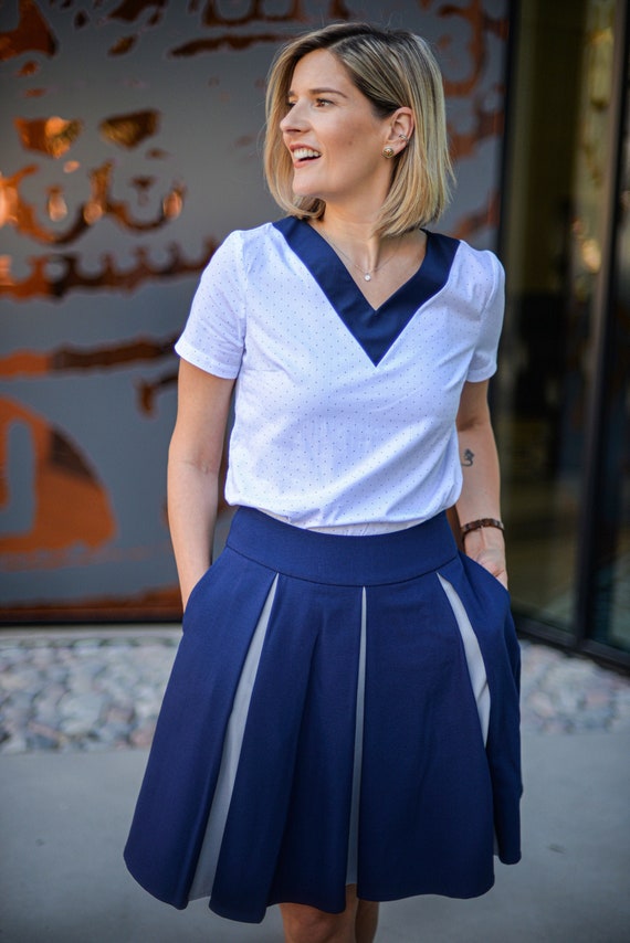 Blue Dots Summer Cotton Blouse 