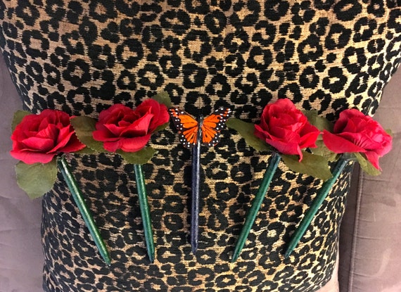 birthday red rose ceremony pen Wedding pen holder butterfly