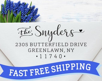 Custom Family Return Address Stamp: Self Inking with Heart, custom stamp