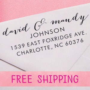 Self Inking Calligraphy Return Address Stamp: Wedding, Christmas