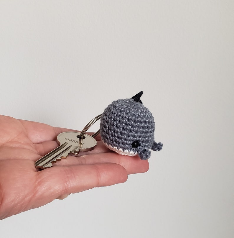 Kawaii Amigurumi Whale With Chain Attachment for Your Key Ring, Kawaii