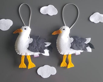 Seagull decoration, felt seagull, hanging seagull, seaside bird,