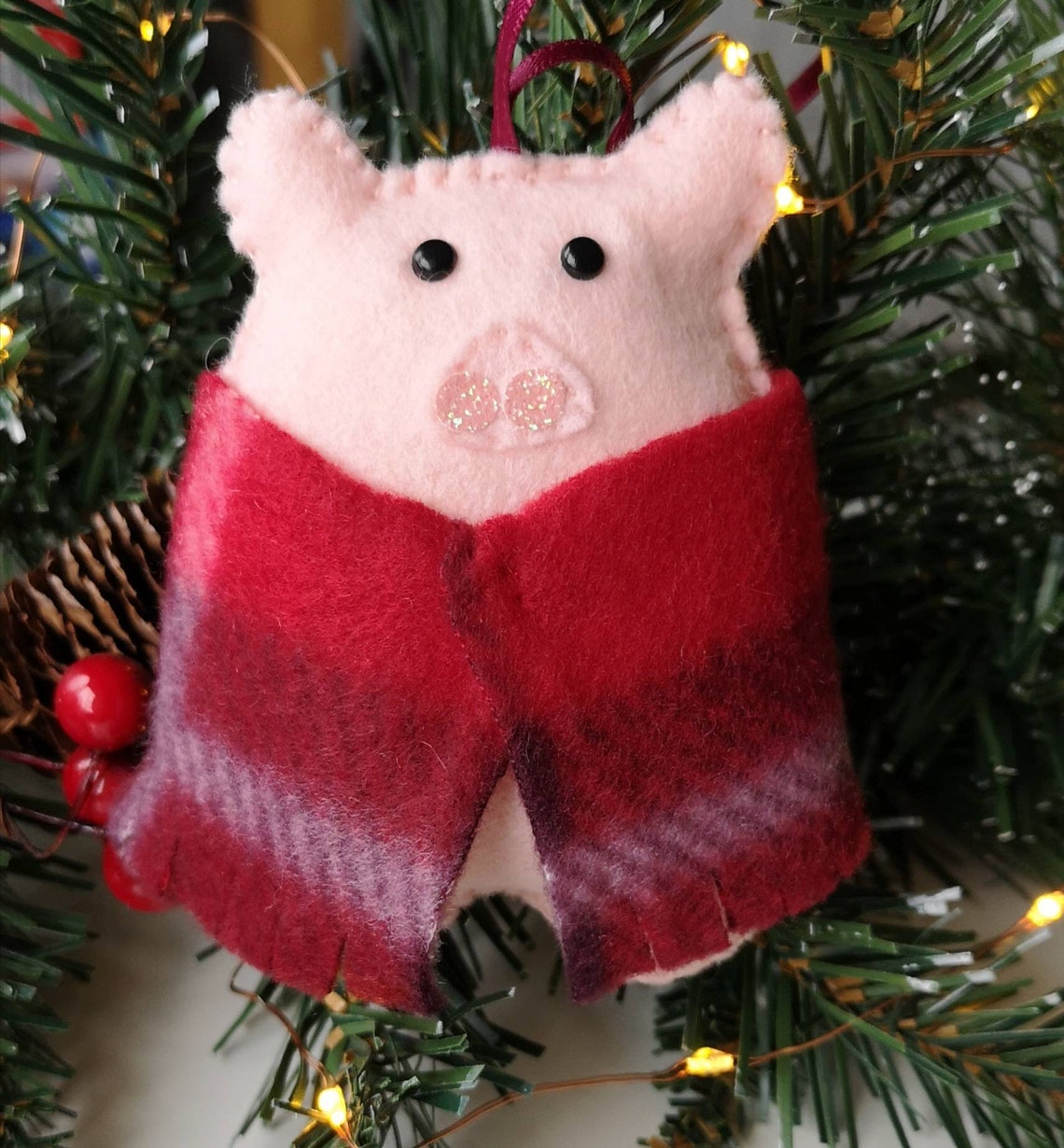 Pig in blanket festive pig Christmas pig decoration felt Etsy
