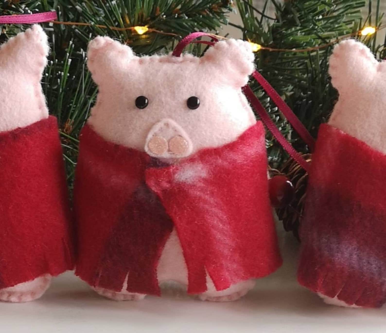Pig in blanket festive pig Christmas pig decoration felt Etsy