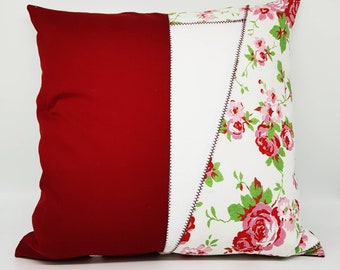 red roses, red white, pillowcase patchwork, pillowcase